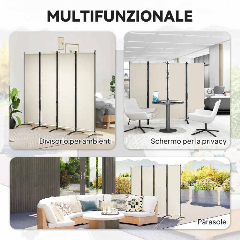 Outsunny Folding Room Divider, Privacy Screen for Home Office Bedroom, 5.6FT Tall, Cream White