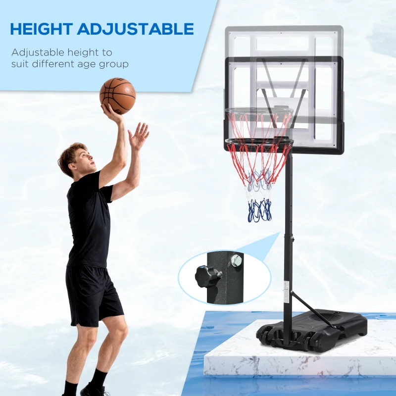 Soozier Portable Basketball Hoop System Stand Goal Pool Side with Height Adjustable 3FT-4FT, 32'' Backboard