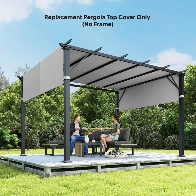 Outsunny 2 Pcs UV Protection Pergola Replacement Canopy, Pergola Shade Cover, Easy to Install, for 10' x 10' Pergola, Light Grey