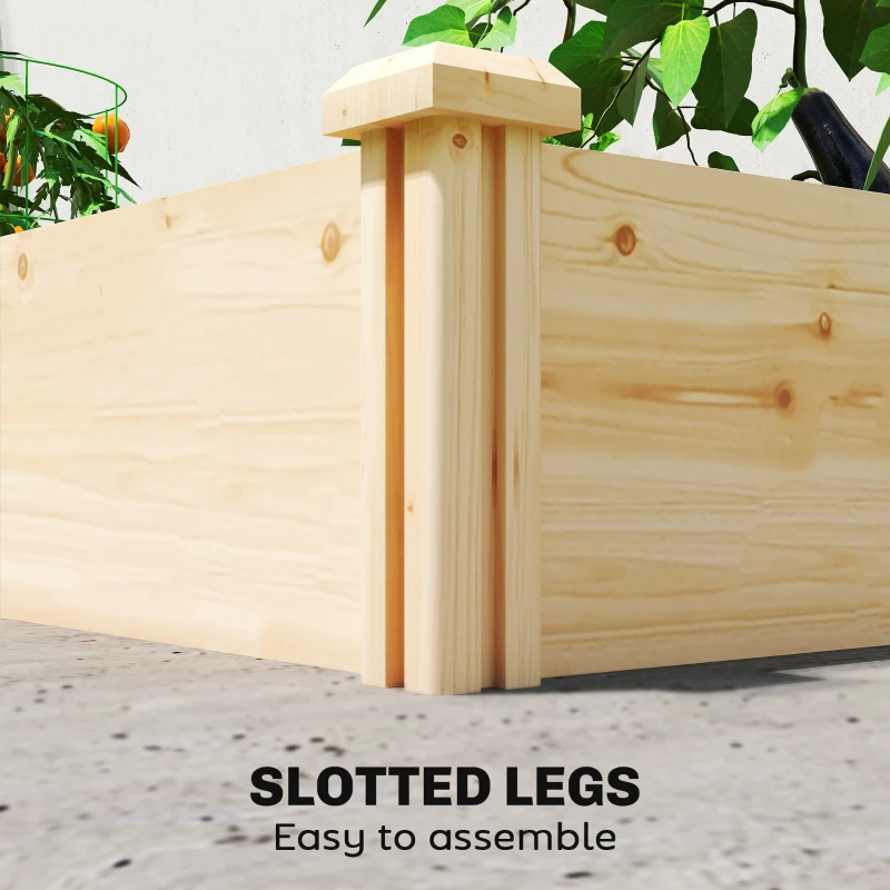 Outsunny Wooden Raised Garden Bed, Outdoor Planter Box with Divider and Open Bottom for Flowers, Herbs, Vegetables, DIY Painting