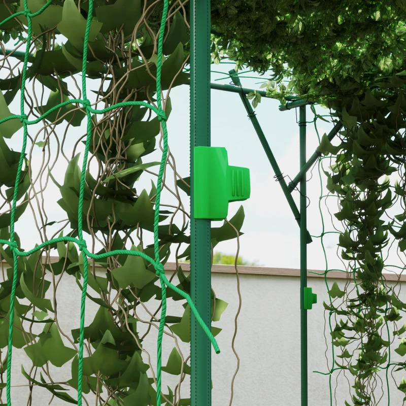 Outsunny Garden Arch Cucumber Trellis for Climbing Plants, 7.3 FT Tall Metal Plant Trellis Support with Climbing Net, Green