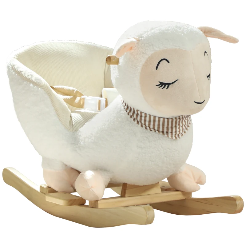 Qaba Baby Rocking Horse, Sheep Rocking Horse with Lullaby Song for Toddlers 18–36 Months, White
