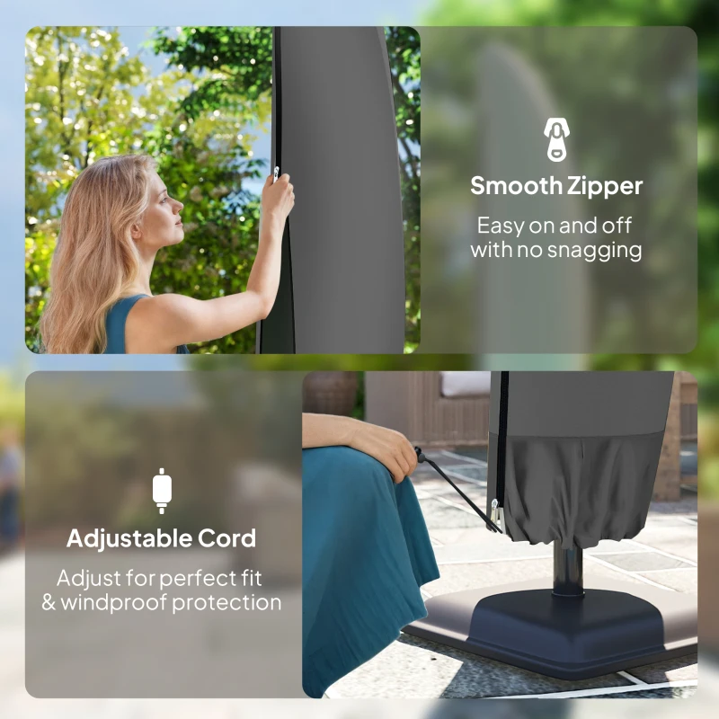 Outsunny 87-Inch Patio Umbrella Cover for for 10ft to 13ft Outdoor Offset Umbrella, Black