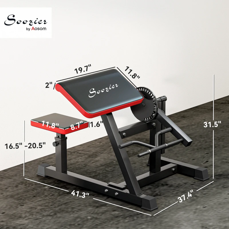 Soozier 2-In-1 Bicep Preacher Curl Bench Bicep Curl Machine with Adjustable Seat and Elbow Cushion, for Home Gym Workout