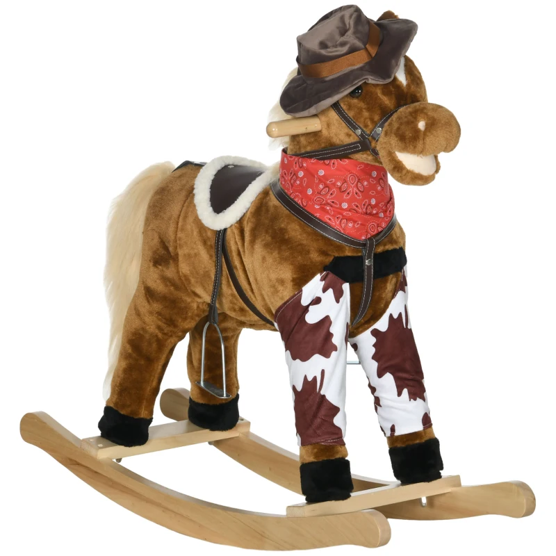 Qaba Baby Rocking Horse, Large Riding Horse W/ Realistic Sounds