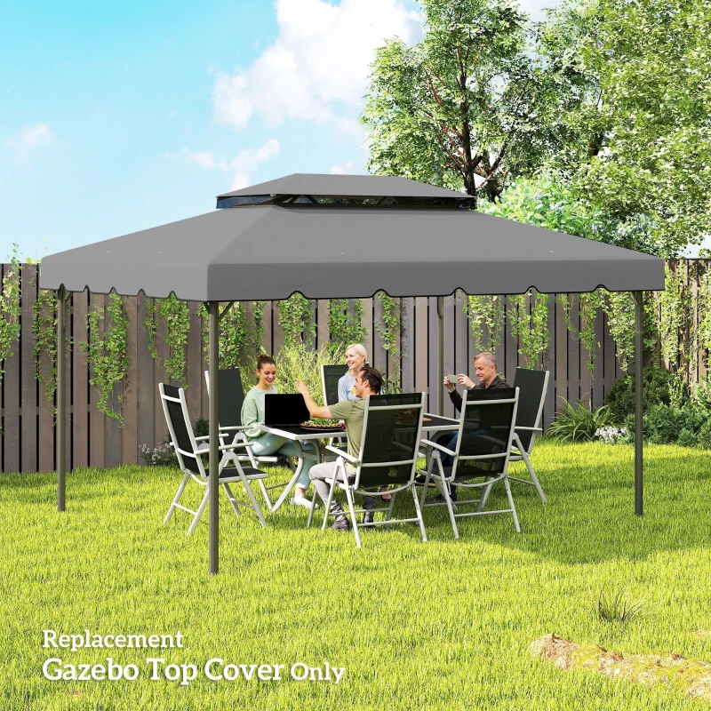 Outsunny 13' x 10' Gazebo Replacement Canopy, Gazebo Top Cover with Double Vented Roof for Garden Patio(TOP ONLY), Grey