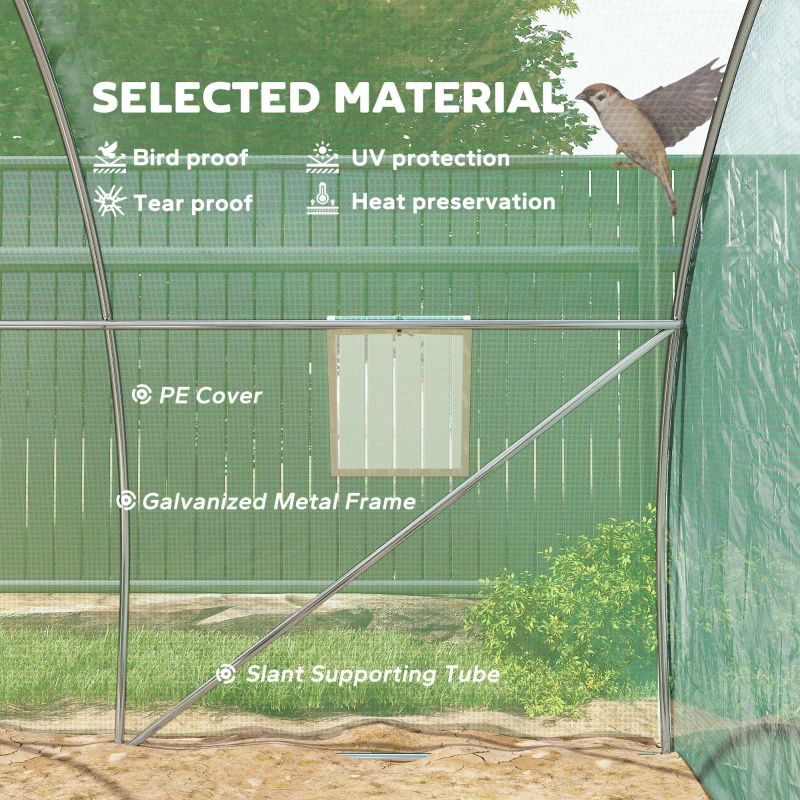 Outsunny Walk-In Tunnel Greenhouse, Plant Hot House with 4 Windows and Zipper Door, 10' x 10' x 7' , Green