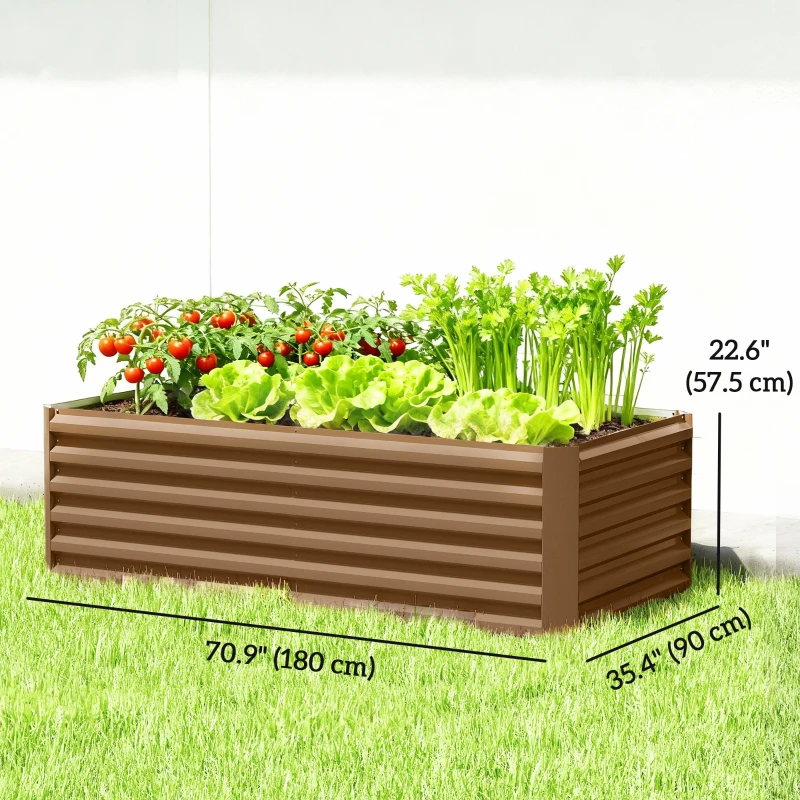 Outsunny 6' x 3' x 2' Raised Garden Bed, Galvanized Planter Box for Growing Flowers, Herbs and Vegetables, Brown
