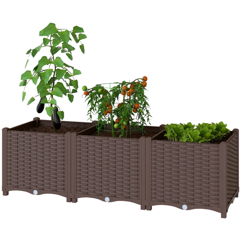 Outsunny Plastic Raised Garden Bed with Legs, Self Watering Elevated Planter Boxes with Drainage Holes and Plugs