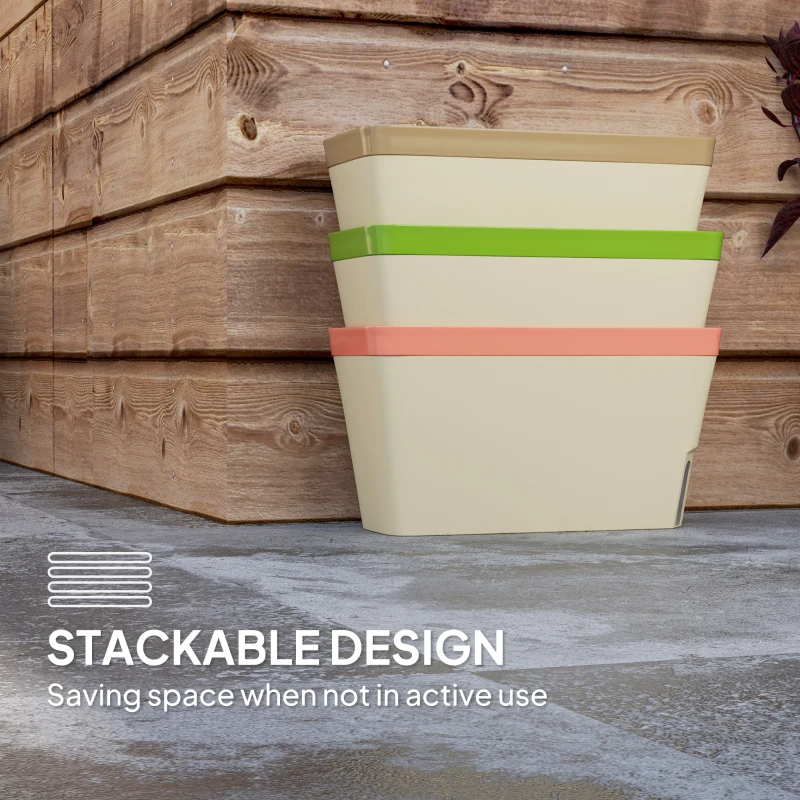 Outsunny 3 Pack Self Watering Flower Pots, 10.5 Inch Planter Box with Water Level Indicator for Vegetables, Succulents Plants