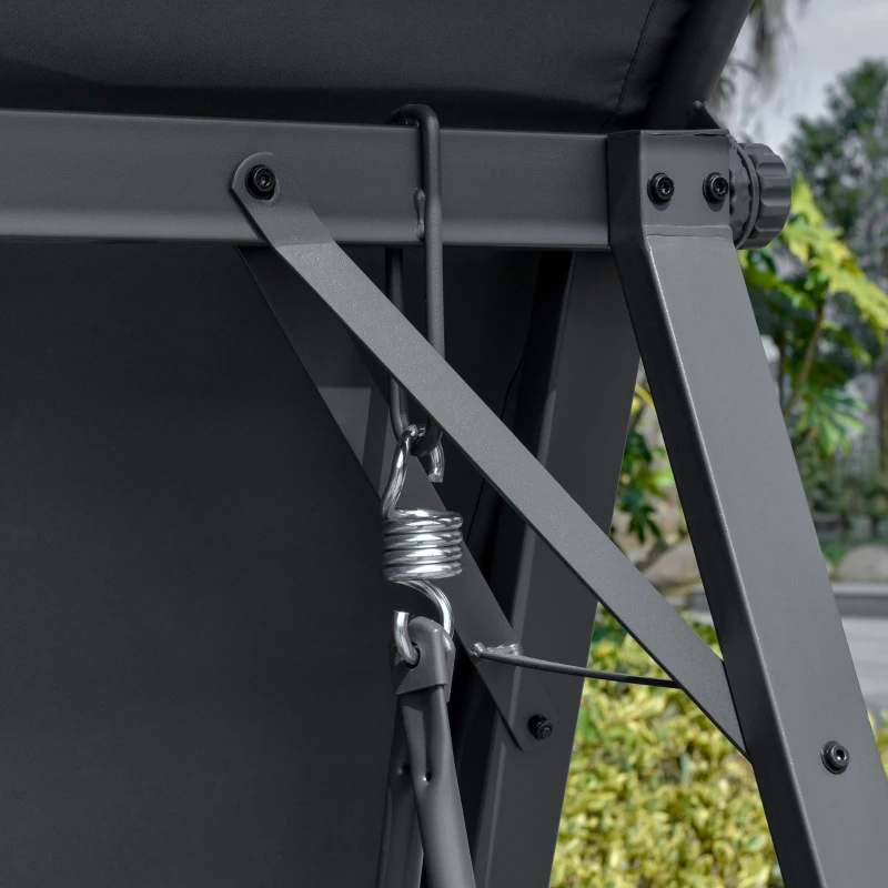 Outsunny 2-Seat Outdoor Porch Swing Patio Swing with Adjustable Canopy, Removable Seat and and Steel Frame for Garden, Poolside