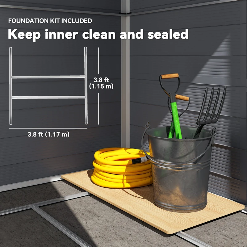 Outsunny 4.5' x 6' Plastic Garden Storage Shed with Latch Door, Vents, Sloped Roof, Dark Grey