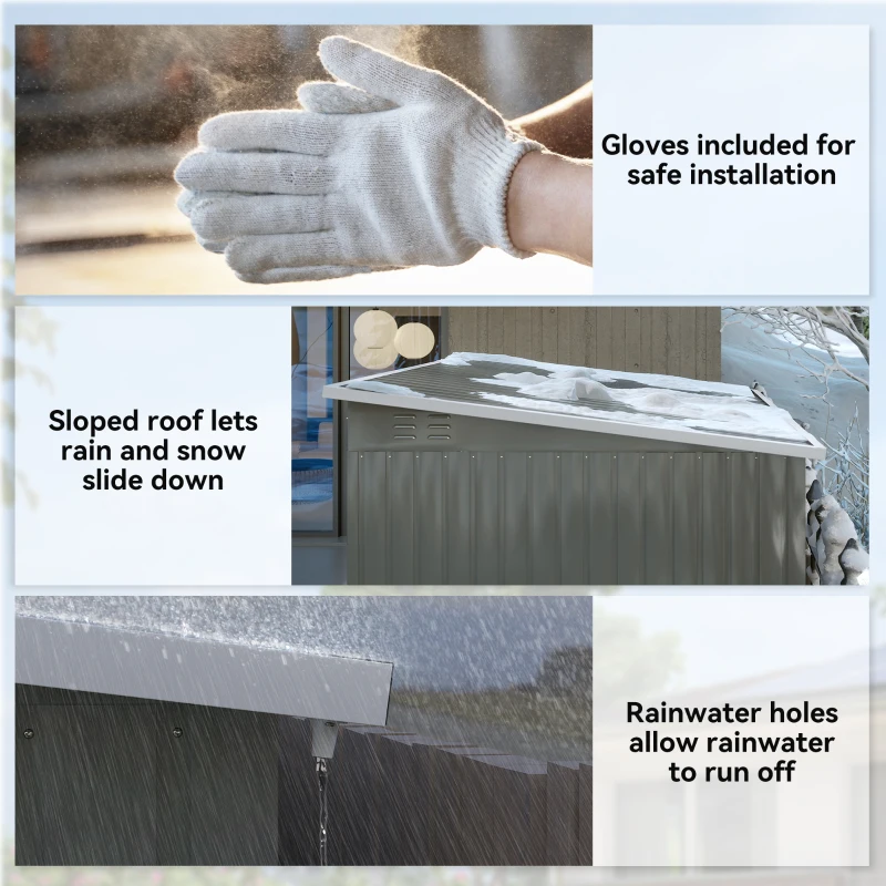 Outsunny 8.5' x 6' Galvanised Steel Outdoor Storage Shed, Garden Shed with Window, Lockable Wide Doors and Air Vents, Grey