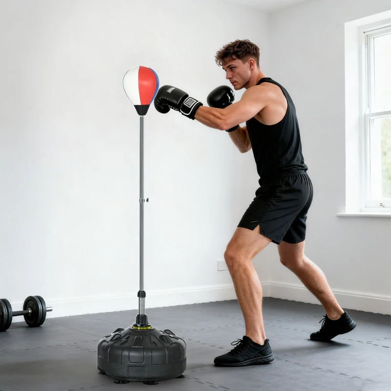 Soozier Reflex Bag, Speed Bag with Stand, 57.9" -65" Height Adjustable, for Home Gym Boxing Training