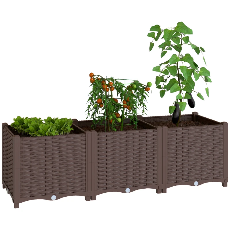 Outsunny Plastic Raised Garden Bed with Legs, Self Watering Elevated Planter Boxes with Drainage Holes and Plugs