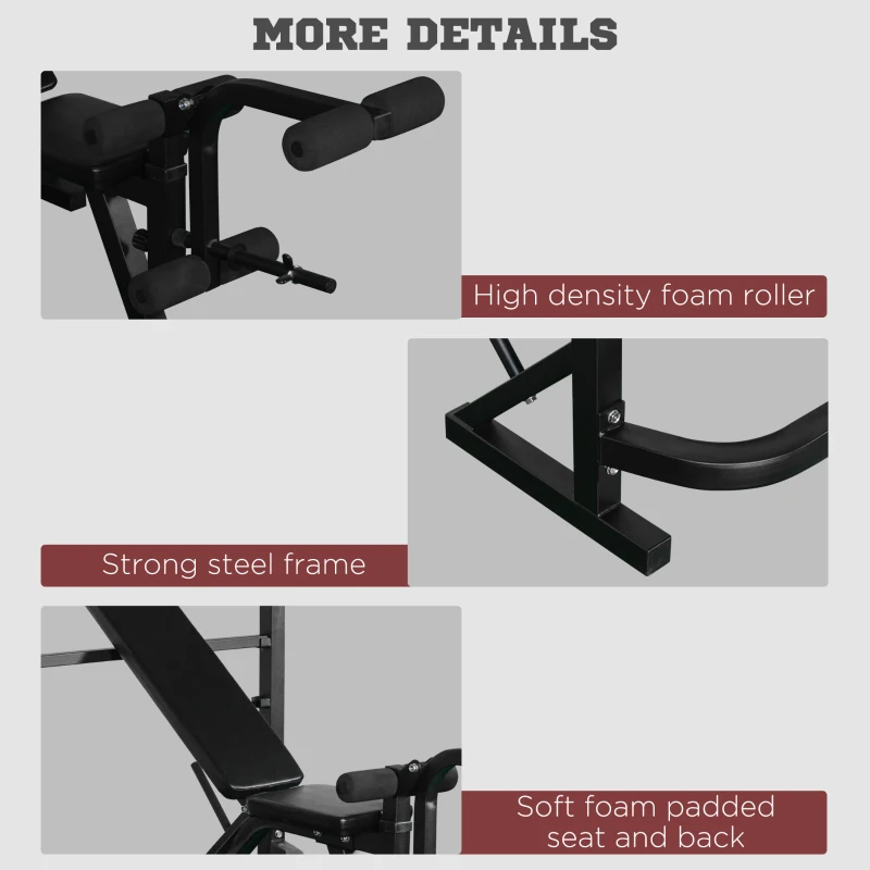 Soozier Weight Bench, Flat Incline Decline Workout Bench Press Set with Squat Racks, Leg Developer, Weight Plate Stand