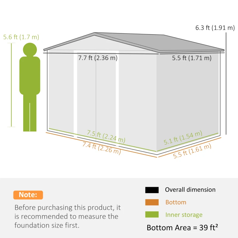 Outsunny 8' x 6' Outdoor Storage Shed, Metal Garden Tool Storage House with Lockable Sliding Doors and Vents for Backyard Patio Lawn, Dark Brown