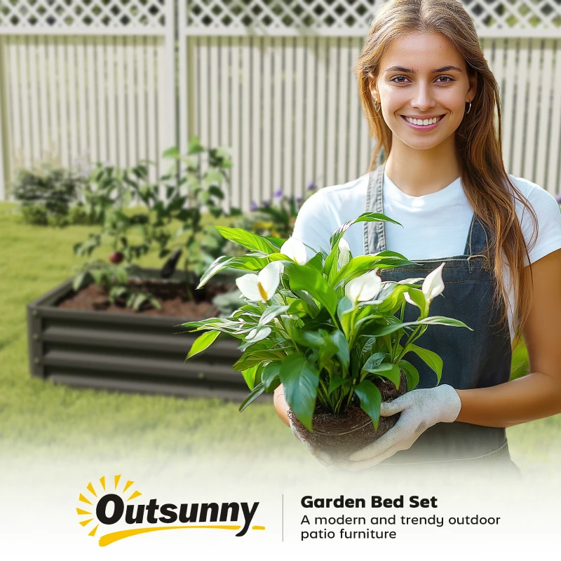 Outsunny Galvanized Raised Garden Bed, Outdoor Planter Box for Vegetables, Flowers, Herbs, 4' x 2' x 1', Black