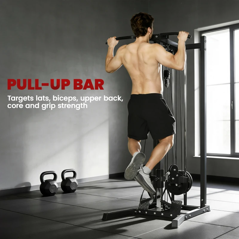 Soozier Cable Station Dual Pulley System with Pull up Bar and 14 Adjustable Positions