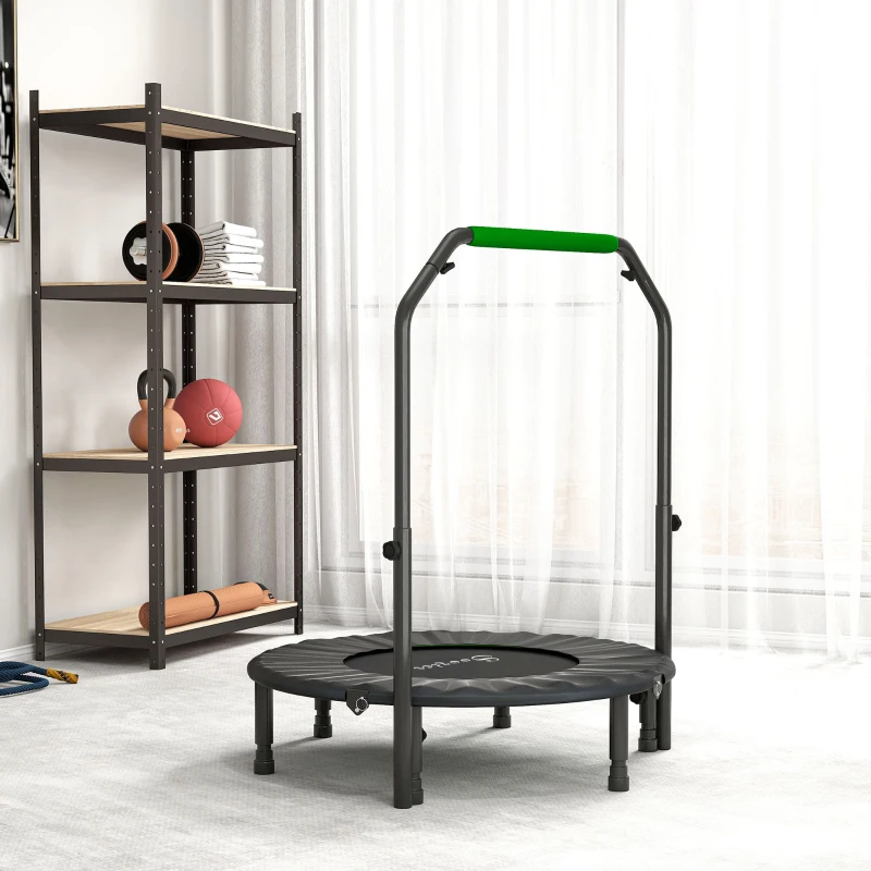 Soozier 40" Foldable Mini Fitness Trampoline, with Adjustable Foam Handle, Green