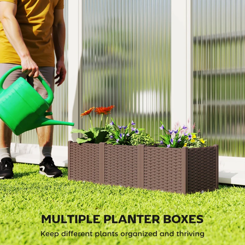 Outsunny Plastic Raised Garden Bed with Legs, Self Watering Elevated Planter Boxes with Drainage Holes and Plugs