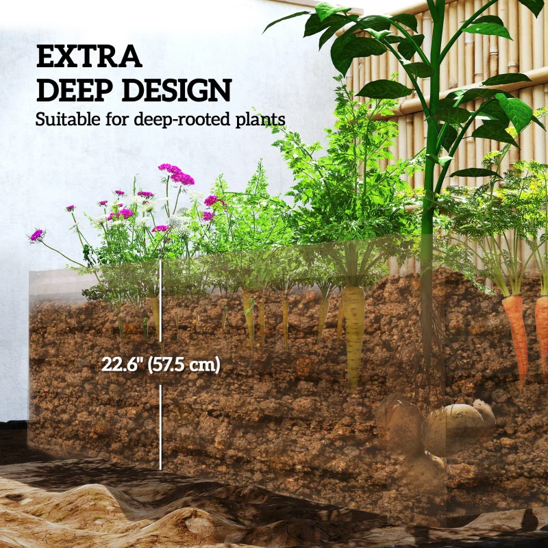 Outsunny 6' x 3' x 2' Raised Garden Bed, Galvanized Planter Box for Growing Flowers, Herbs and Vegetables, Brown