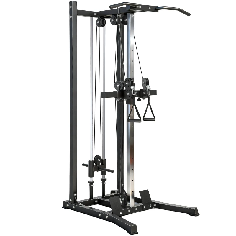 Soozier Cable Station Dual Pulley System with Pull up Bar and 14 Adjustable Positions