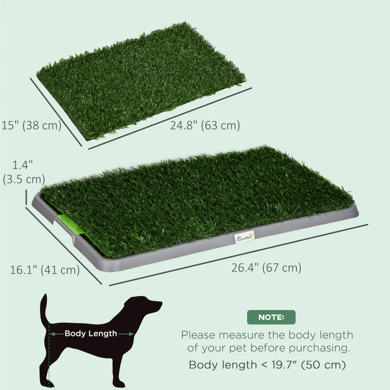 PawHut Artificial Grass Pee Pad for Dogs Potty Training, 26" x 16", 2 Packs, Green