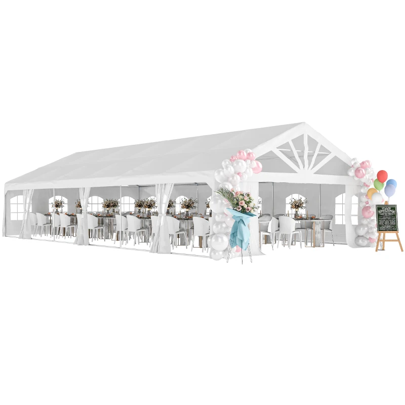 Outsunny Heavy Duty Party Tent, 19.5' x 39' Large Sun Shade Canopy Tent for Parties, Wedding, Events, BBQ Grill, White