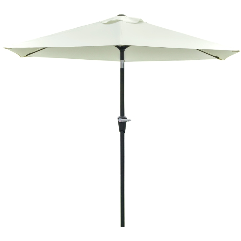 Outsunny Patio Sun Umbrella, Outdoor Parasol with 6 Ribs, Cream White