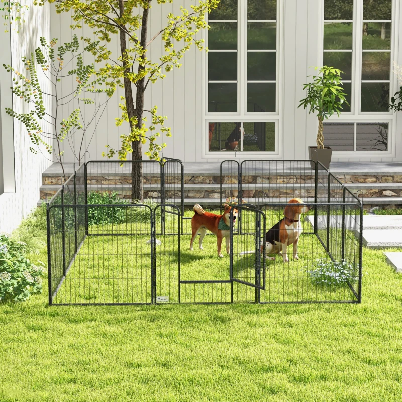 PawHut Dog Pen with Gate, 12 Panels Puppy Playpen, Dog Fence, 31.5"H