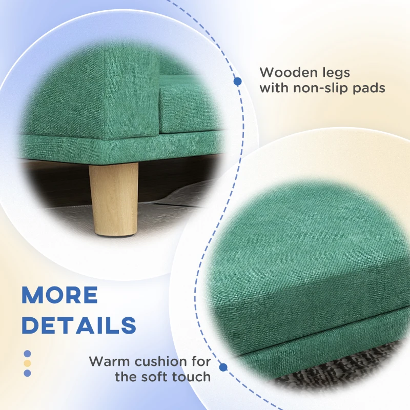 PawHut Dog Sofa for Large Dogs with Washable Cover, Anti-slip Foot Pads, Green