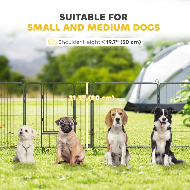 PawHut Heavy Duty Pet Playpen, 16 Panels Steel Dog Fence Puppy Exercise Pen with 2 Doors Locking Latch, 31.5" Height