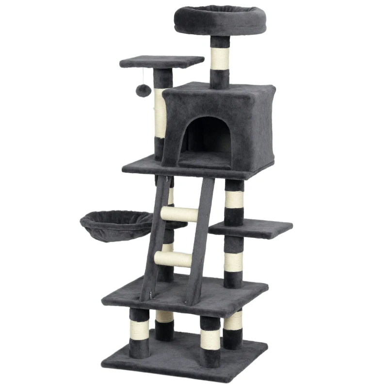PawHut 52 Inch Large Cat Tree for Indoor Cats, Dark Grey