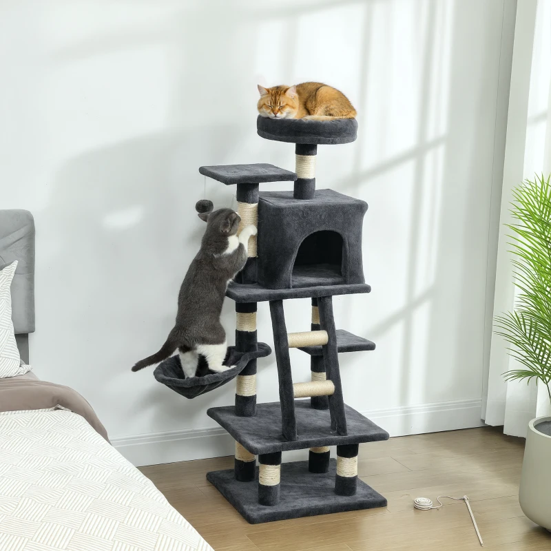 PawHut 52 Inch Large Cat Tree for Indoor Cats, Dark Grey