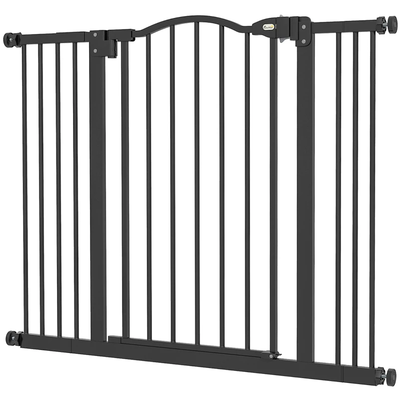 PawHut Extra Tall Dog Gate with Door, Pressure Fit, Auto Close, Double Locking for Doorways Hallways Stairs, 29"-39", Black