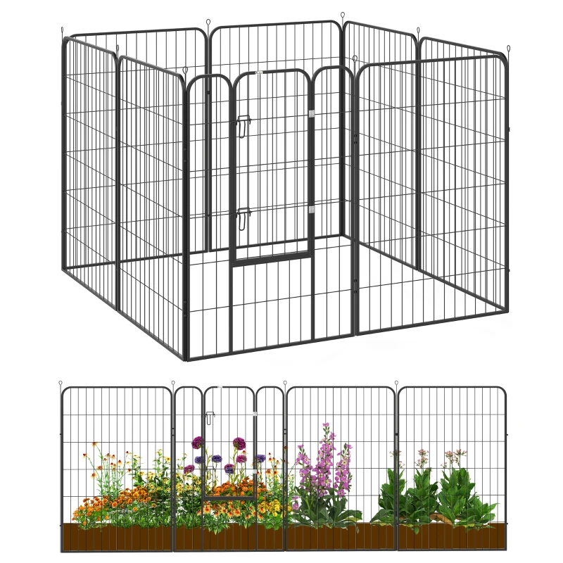PawHut 8 Panel Pet Playpen Play Yard Fence Home DIY Heavy-Duty Metal Foldable Indoor Outdoor 47"H