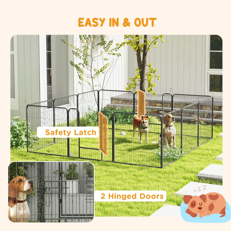 PawHut Dog Pen with Gate, 12 Panels Puppy Playpen, Dog Fence, 31.5"H