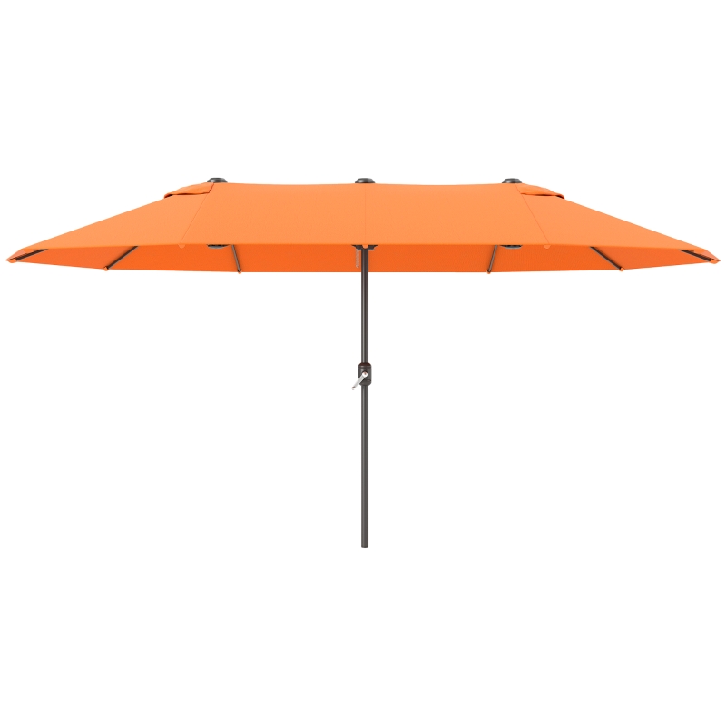 Outsunny 15' Outdoor Patio Umbrella with Twin Canopy Sunshade Steel Table Umbrella with Lift Crank Orange