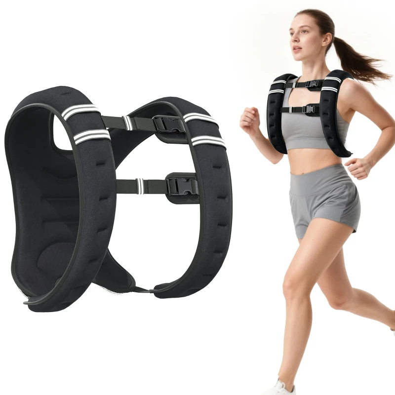 Soozier 11 lbs Weighted Vest, Weight Vest with adjustable Straps, Convenient Pocket and Reflective Strips, Fit for Men Women