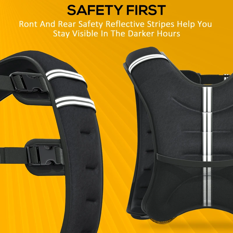 Soozier 22 lbs Weighted Vest, Weight Vest with adjustable Straps, Convenient Pocket and Reflective Strips, Fit for Men Women