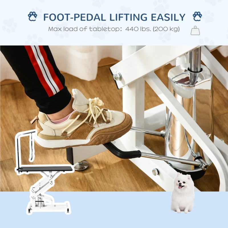 PawHut Pet Grooming Table, Height Adjustable Dog Grooming Table with Arm, Noose and Non-Slip Grooming Table, Black