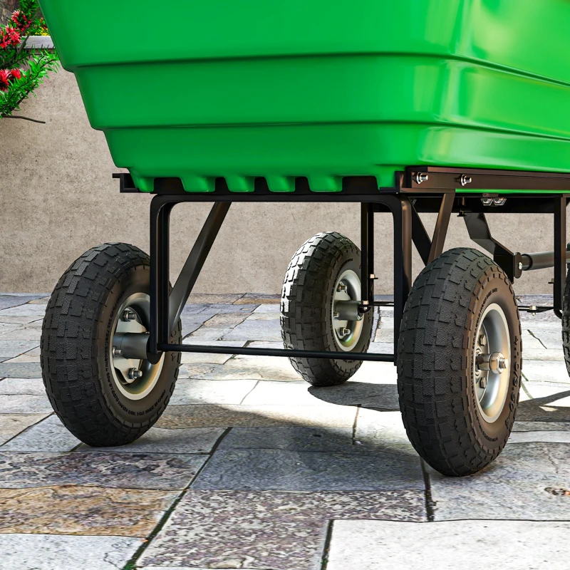 Outsunny Set of 2 Pneumatic Wheels, 10" Wheelbarrow Wheels Replacement for Barn Carts, Hose Carts, Garden Carts, Black