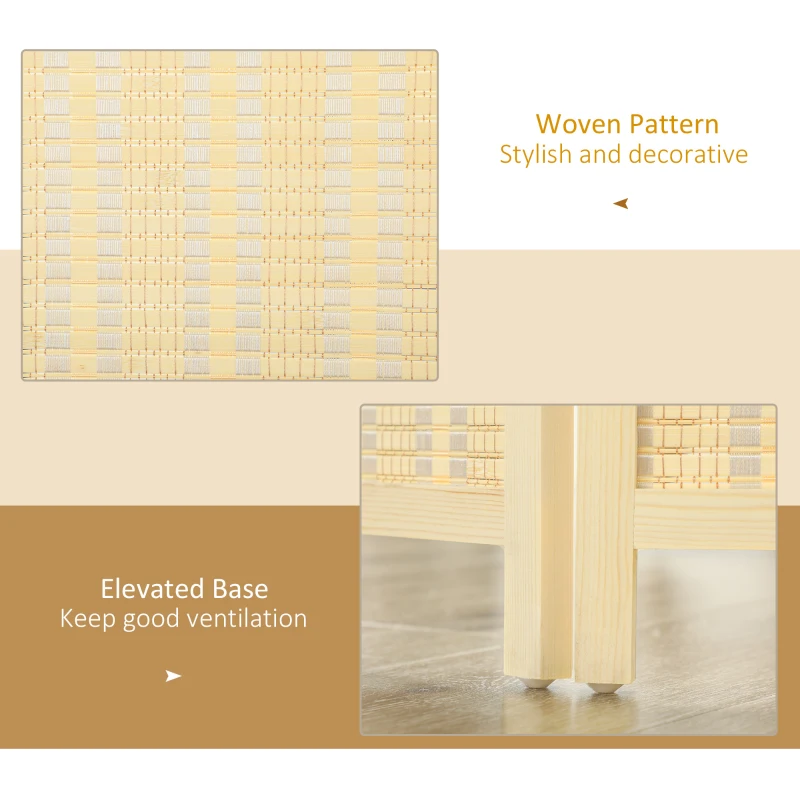 HOMCOM Woven Bamboo Room Divider, 3 Panel Folding Indoor Privacy Screens for Home Office, Natural Wood
