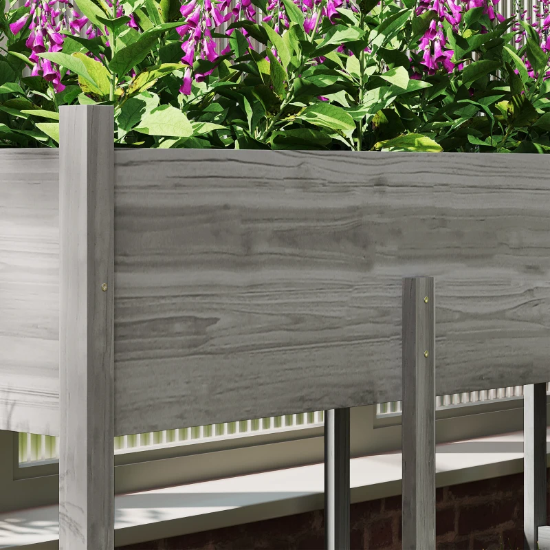 Outsunny Wooden Raised Garden Bed Planter, Large Elevated Planter Box with Legs, Bed Liner and Drain Holes, Grey