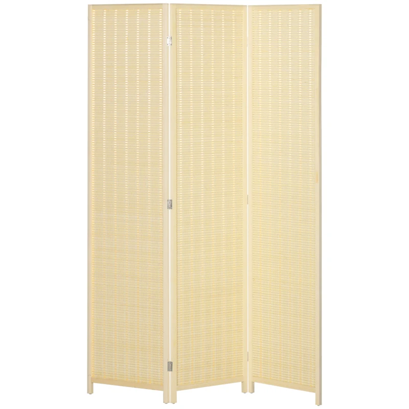HOMCOM Woven Bamboo Room Divider, 3 Panel Folding Indoor Privacy Screens for Home Office, Natural Wood