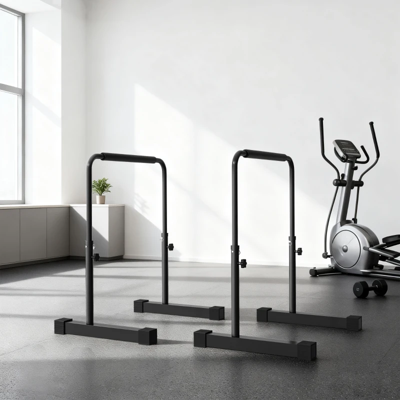 Soozier Push Up Bars, Adjustable Dip Station Parallel Bars with 4 Height Levels for Home Gym Fitness Workout