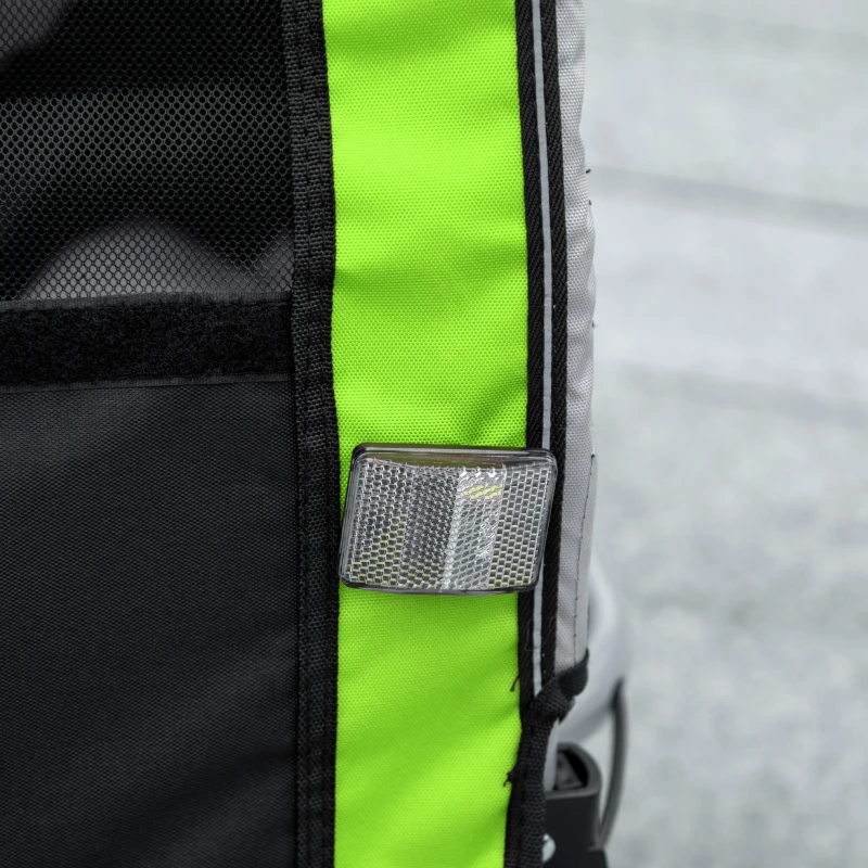 Aosom 3-in-1 Bike Trailer for Kids, Running Stroller with 2 Seats, Jogging Cart with 5-Point Harness, Storage Units, Green