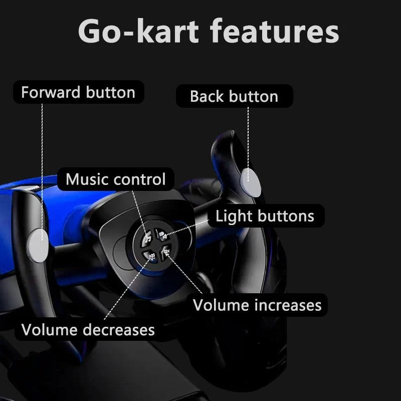 12V Electric Kids Go-Kart with 4.5Ah Battery and Adjustable Seat, Foldable Ride-On with Music & Flashing Lights, 38" L x 22.5" W x 18.5" H, Blue