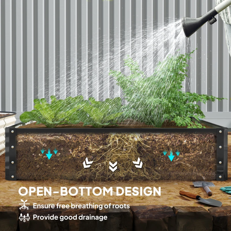 Outsunny 4' x 4' x 1' Raised Garden Bed Galvanized Steel Planter Box for Vegetables, Flowers, Herbs, Grey